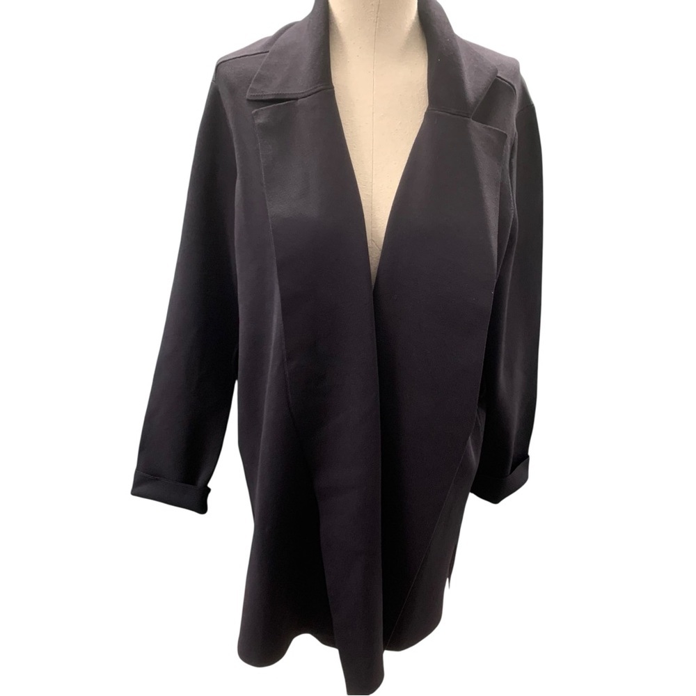 MM LAFLEUR Longline Open Front Knit Blazer Jacket Black Plus 1 (16W-18W)
